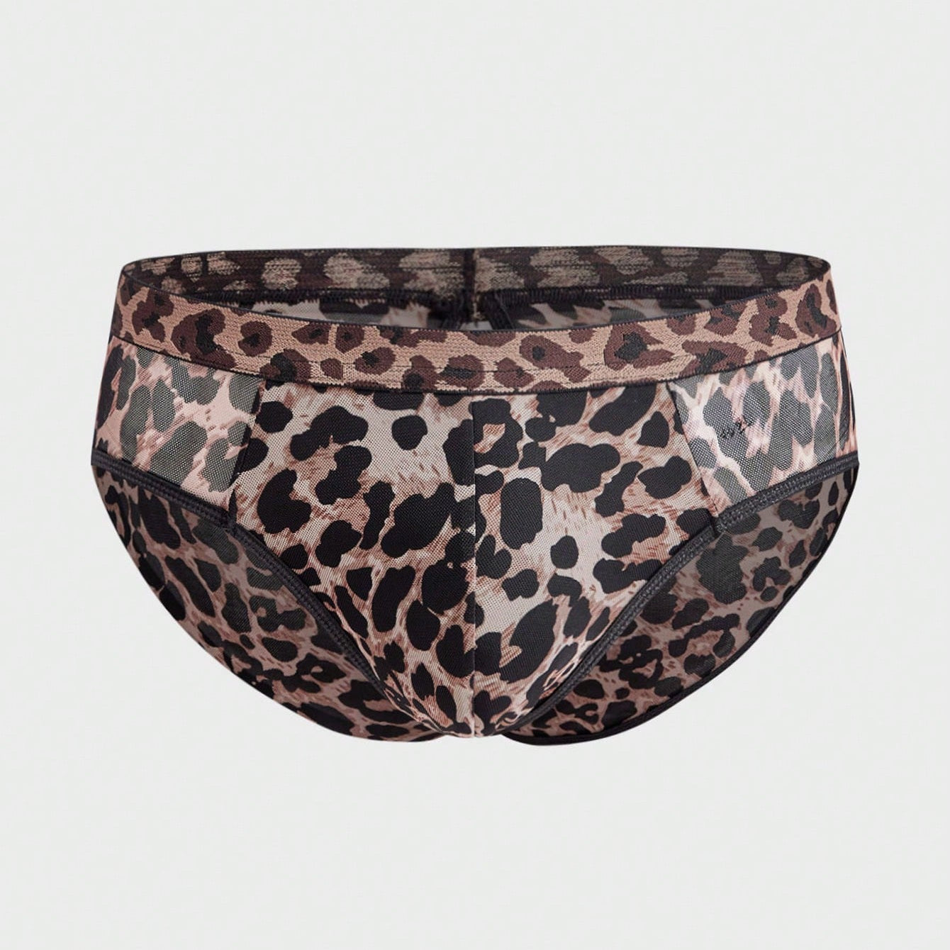 Men’s Casual Leopard Print Shorts With Panel Detail
