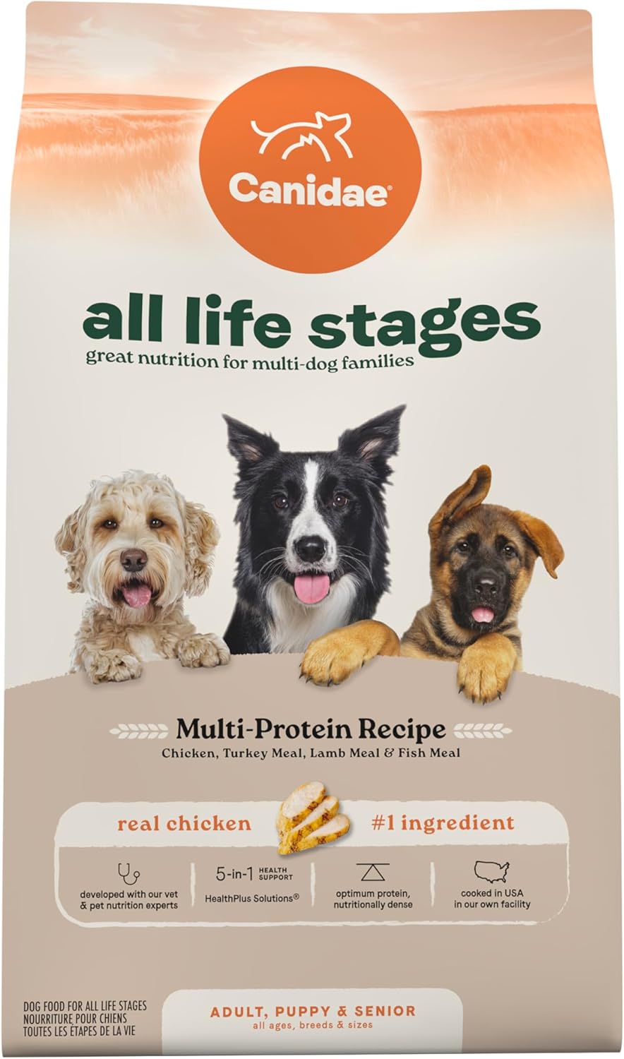 All Life Stages Multi-Protein Dog Food – Chicken, Turkey & Fish – High Protein Formula (10 lbs)