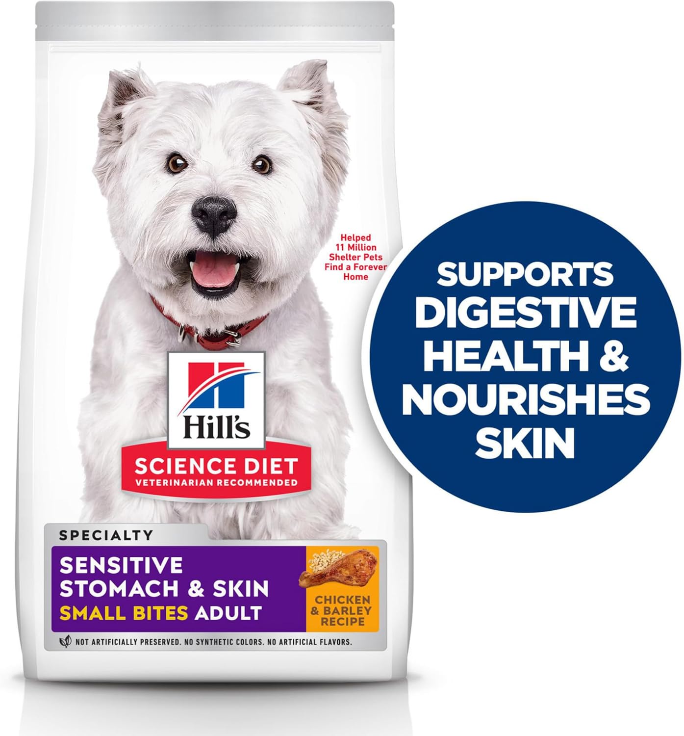 Hill's Science Diet Sensitive Stomach & Skin Adult 1–6 Dry Dog Food, Chicken Recipe, 30 lb Bag